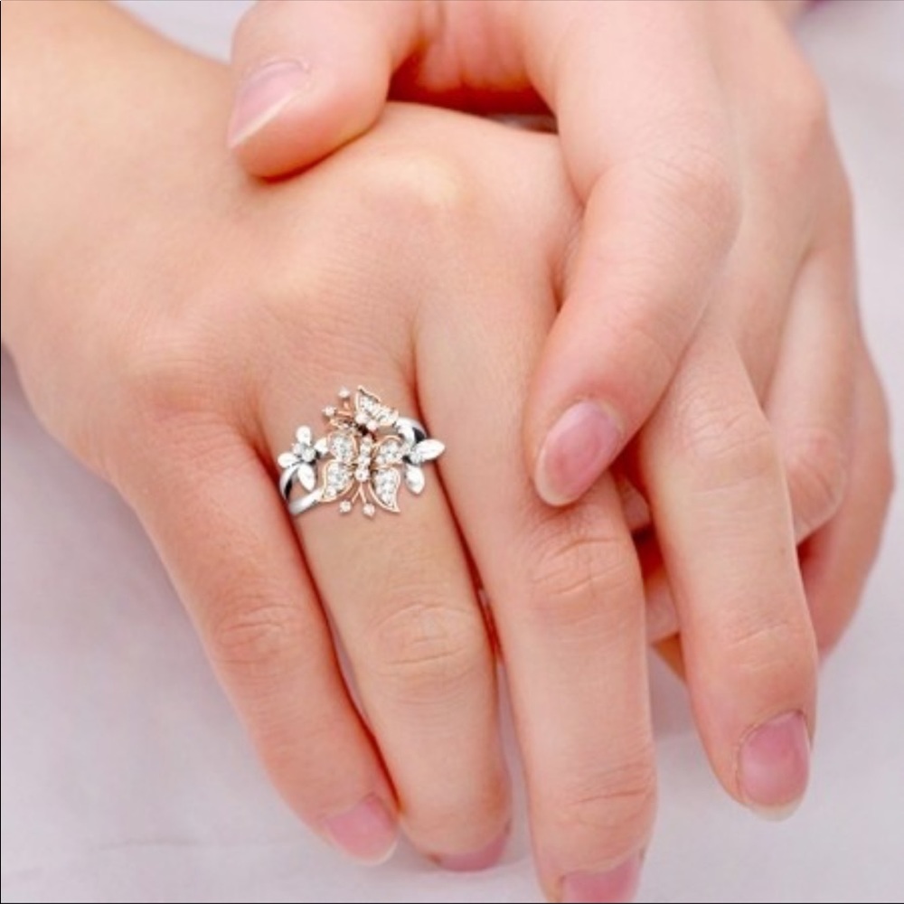 NWT sterling silver two tone butterfly ring size 6 - Picture 3 of 5